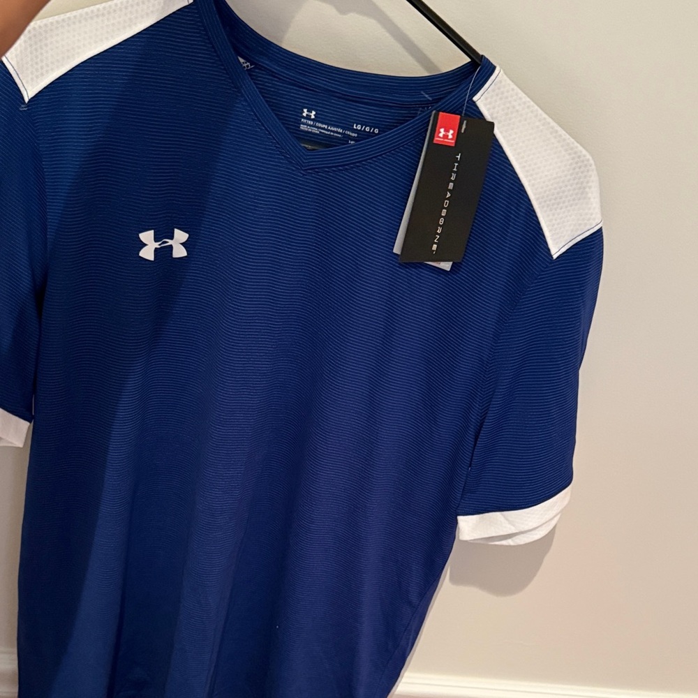 Under Armour Men's Navy and White Short Sleeve Tee
